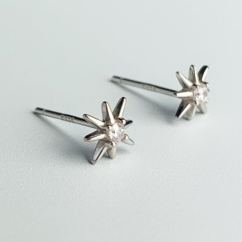Star Stud Earrings with Tiny Crystal Detail