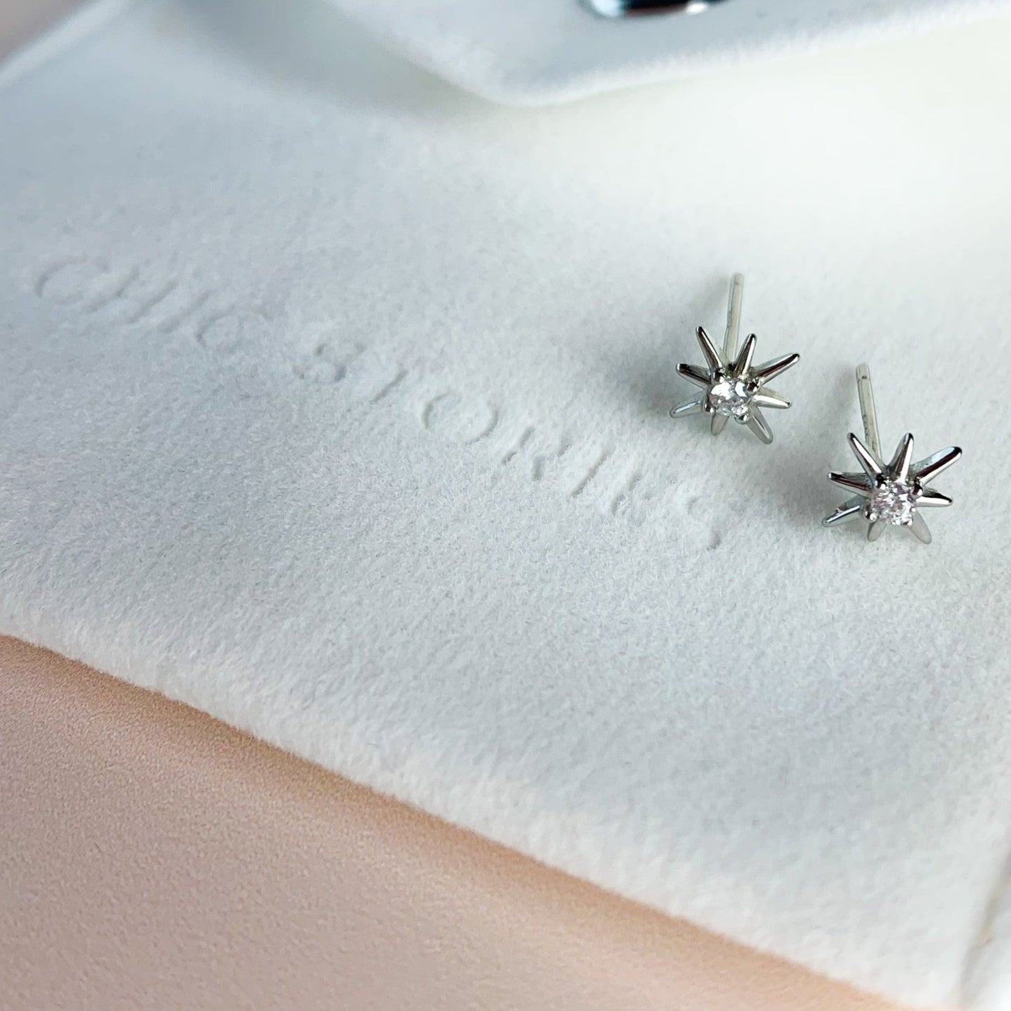 Star Stud Earrings with Tiny Crystal Detail