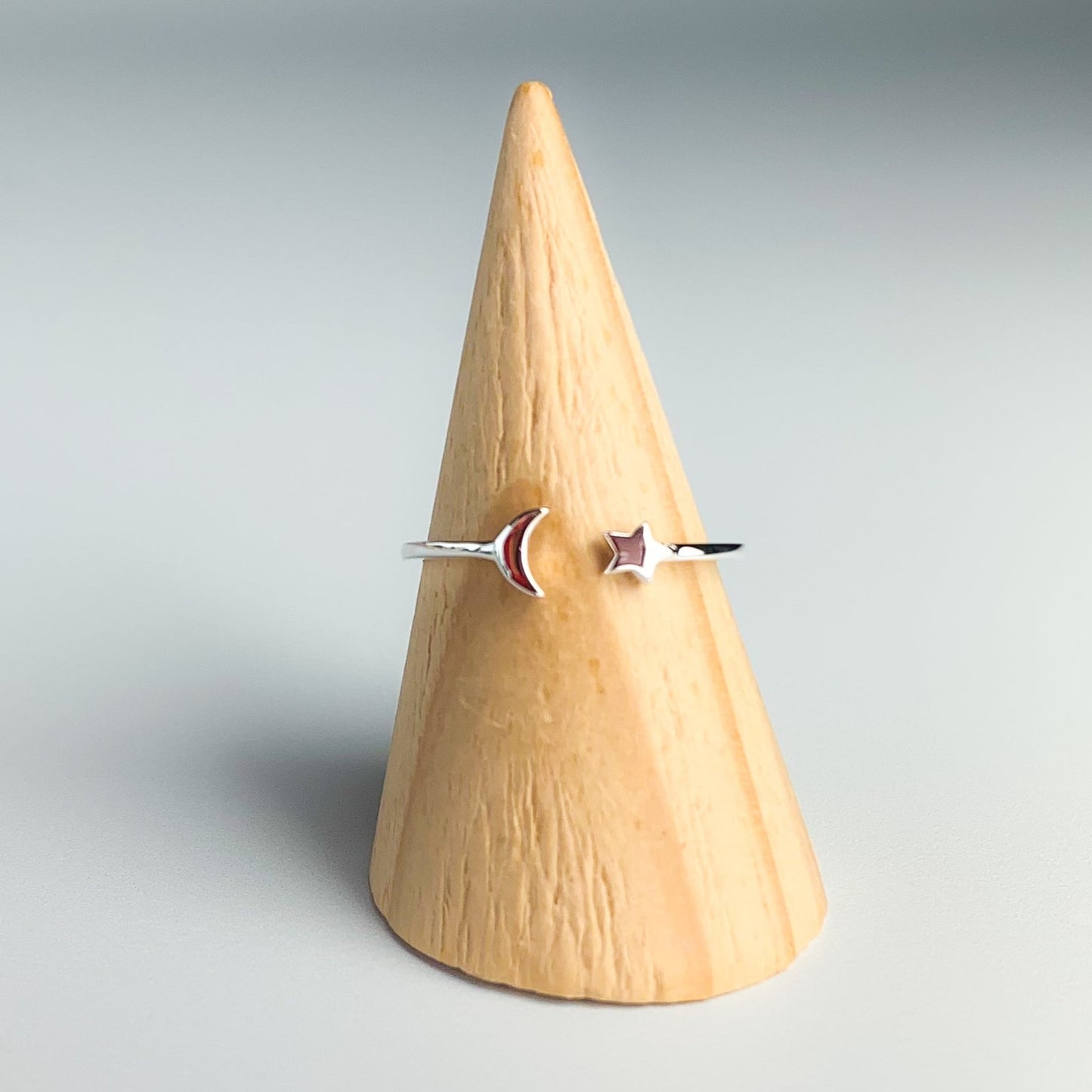 Minimalist Moon and Star Ring