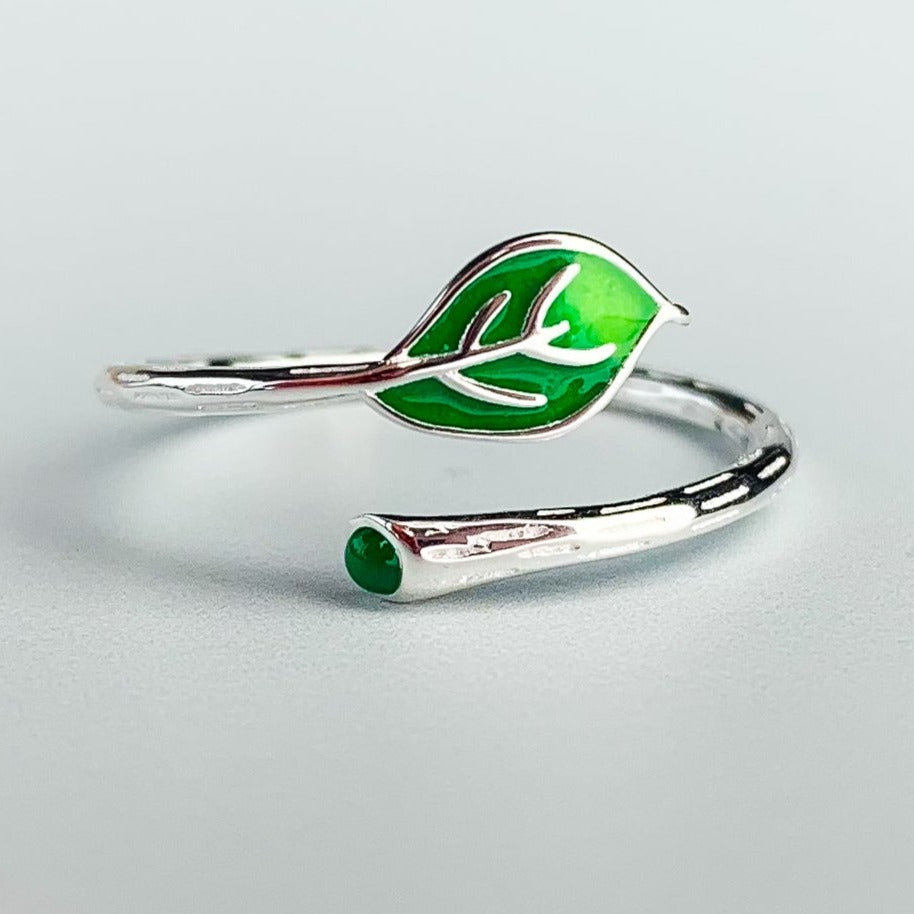 Green Leaf Adjustable Ring