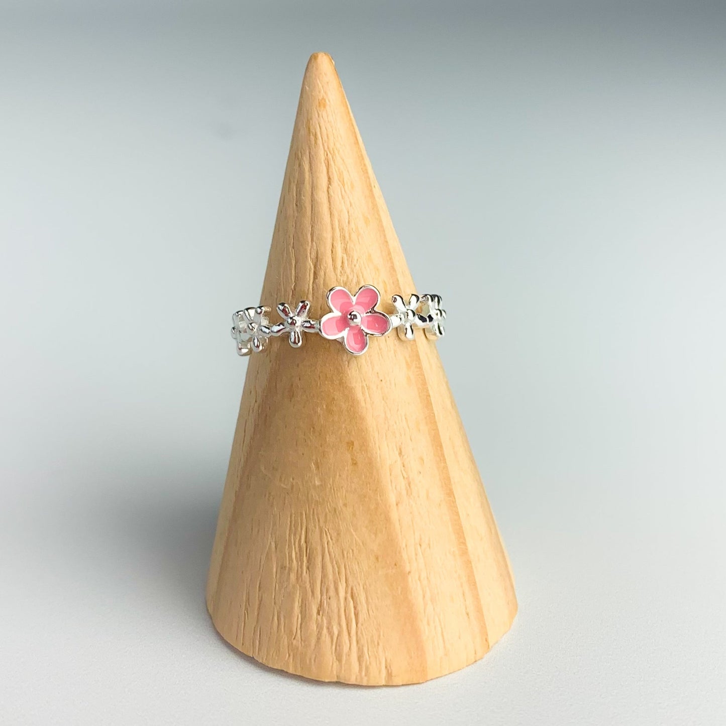 Pink Flower Adjustable Ring