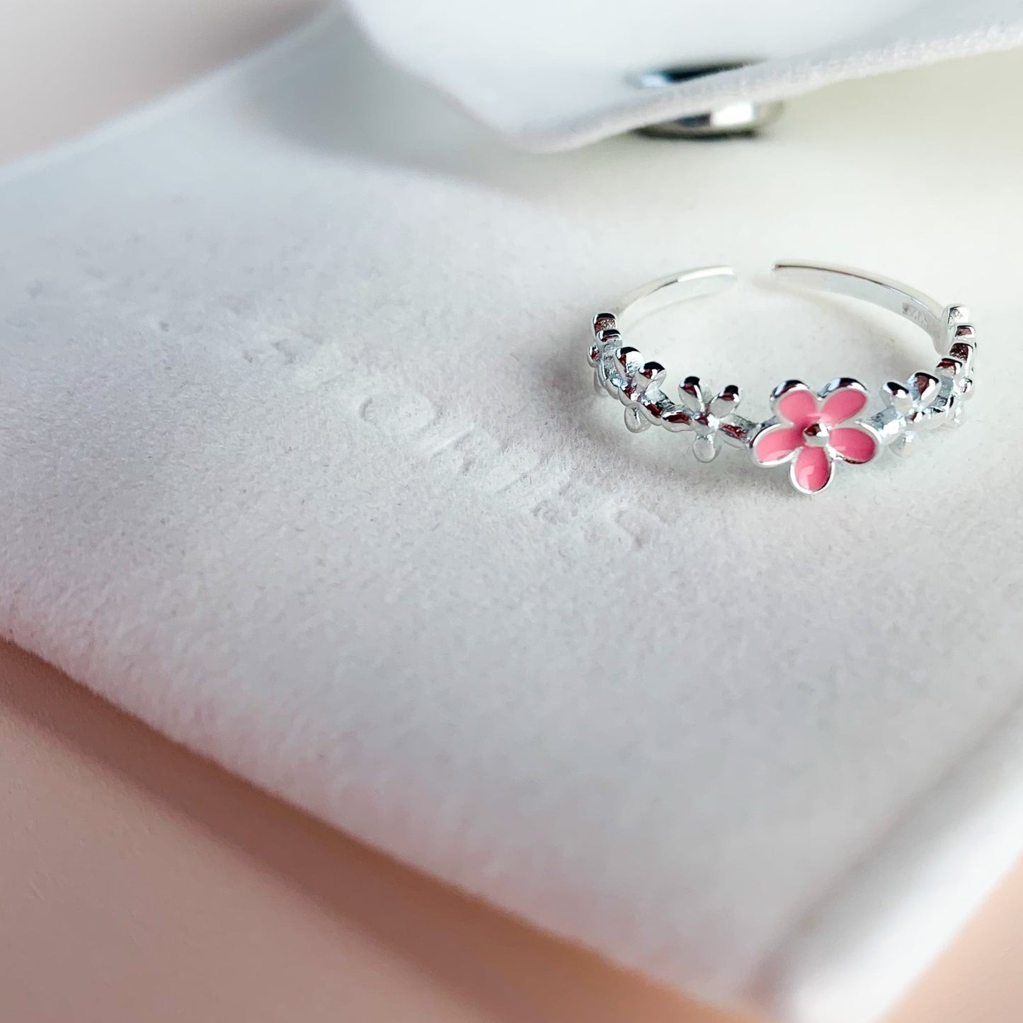 Pink Flower Adjustable Ring