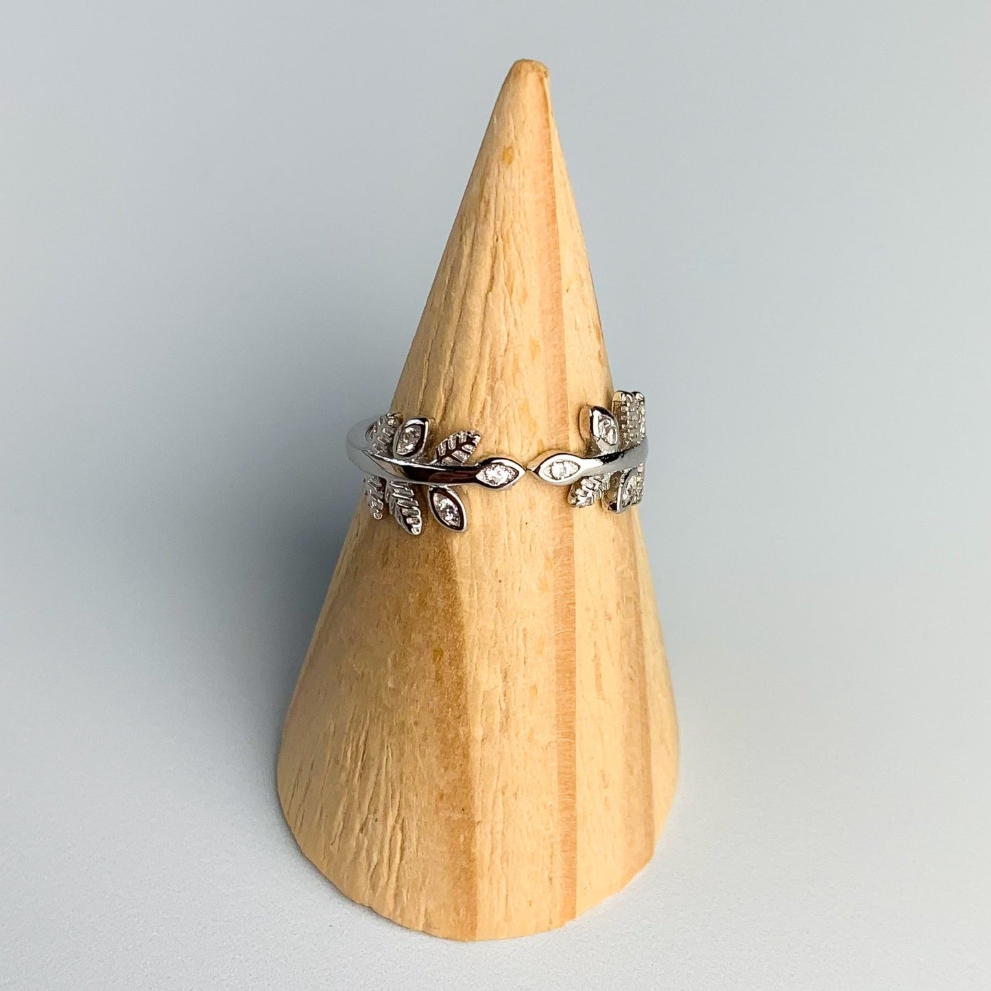 Crystal Detail Adjustable Leaf Ring
