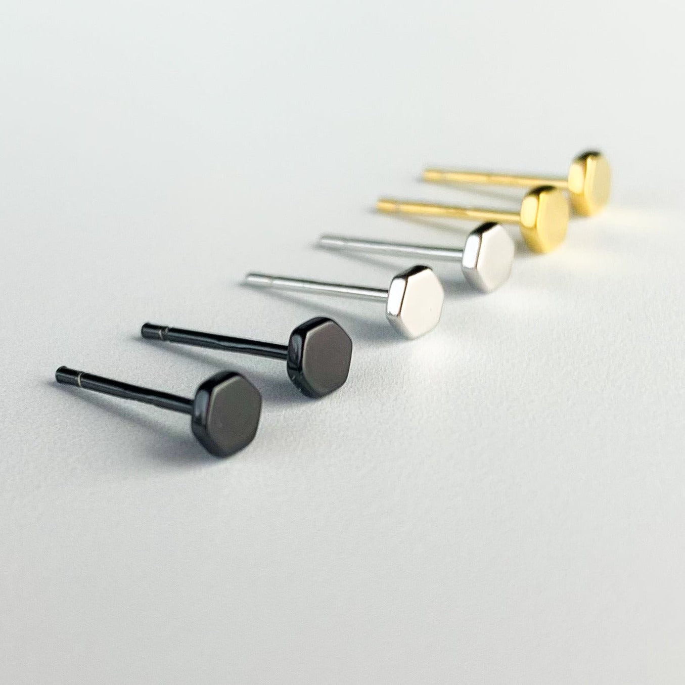 Minimalist Hexagon Stud Earrings