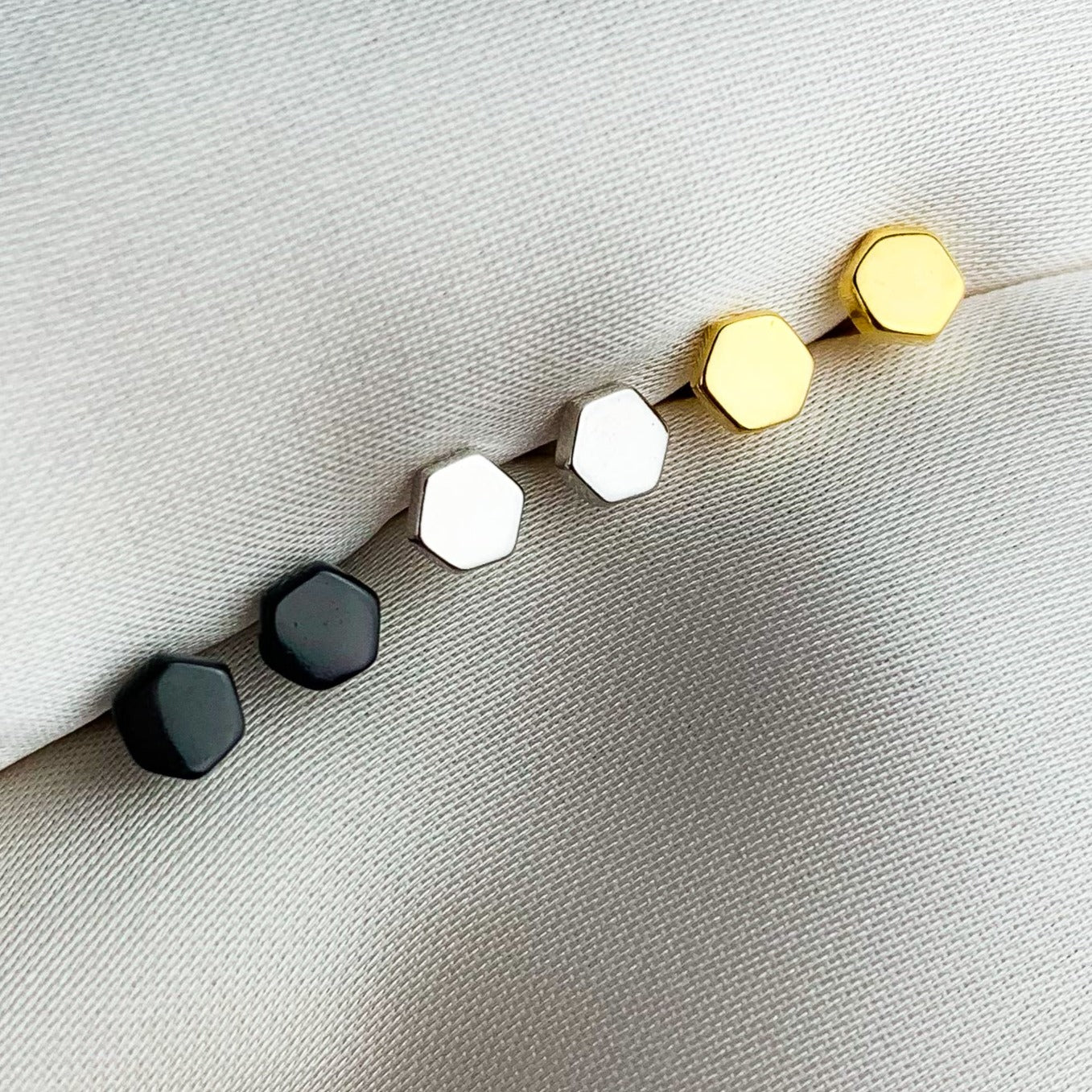 Minimalist Hexagon Stud Earrings