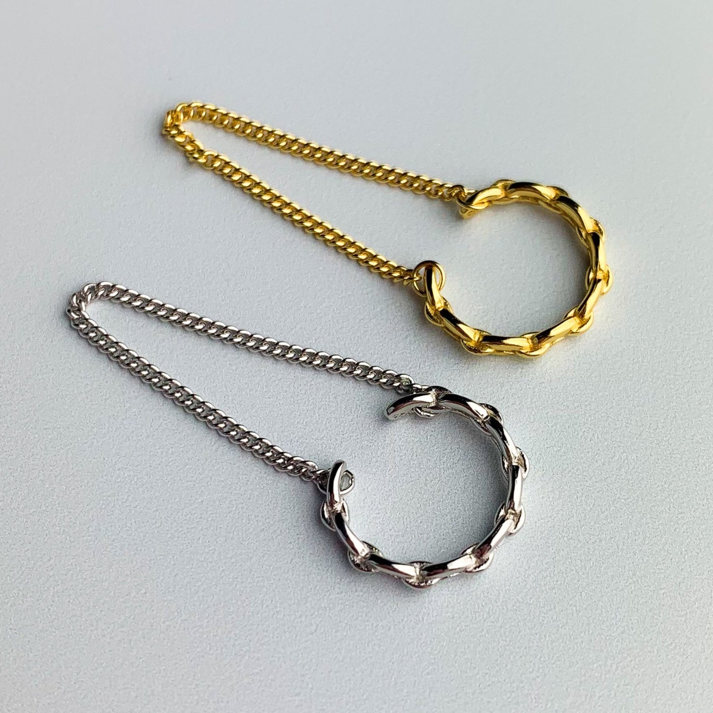 Chain Design Ear Cuff with Hanging Chain Loop
