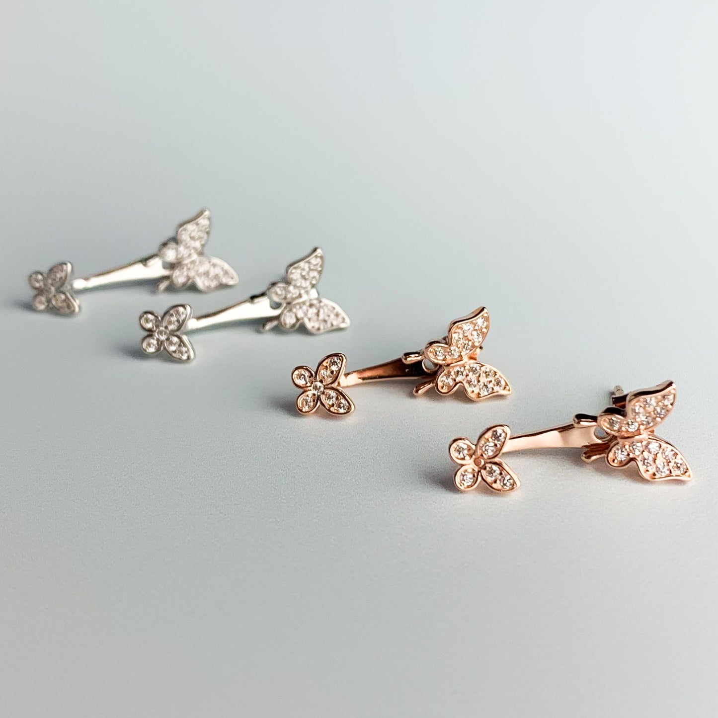 Crystal Butterfly Ear Jacket Stud Earrings