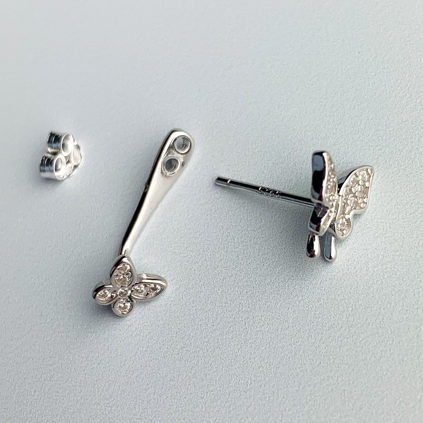 Crystal Butterfly Ear Jacket Stud Earrings