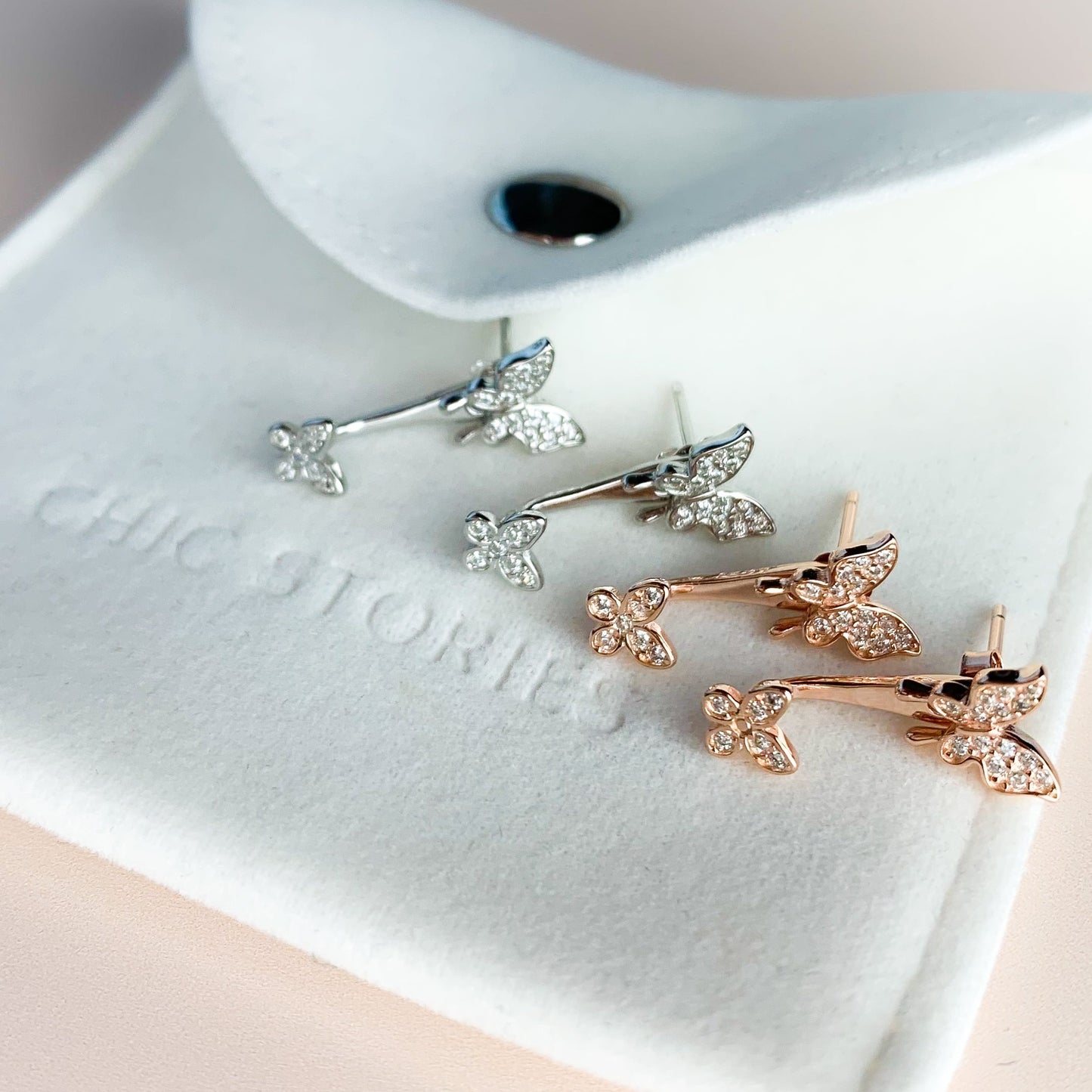 Crystal Butterfly Ear Jacket Stud Earrings