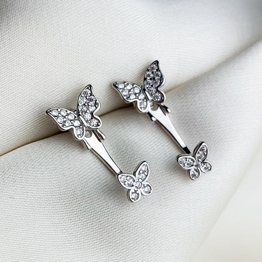 Crystal Butterfly Ear Jacket Stud Earrings