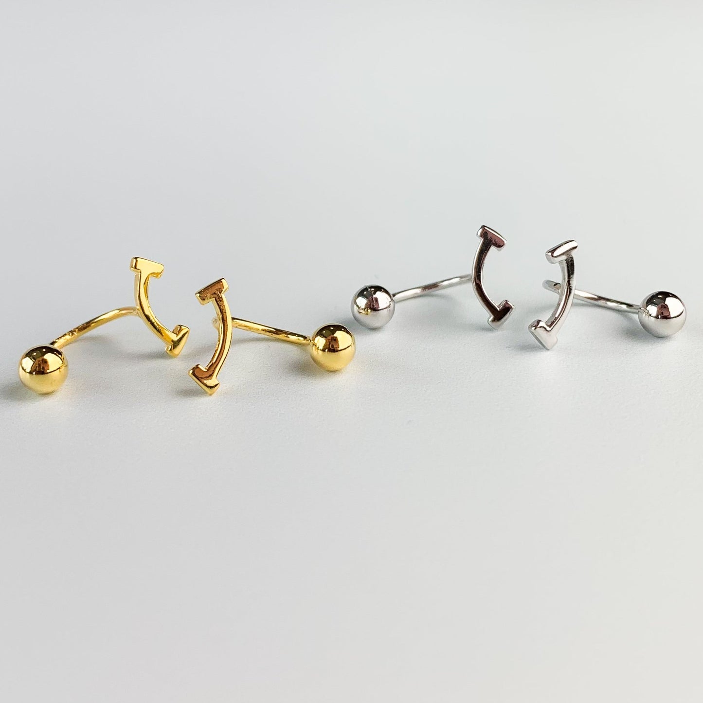 Curve Ear Jacket Screw Back Earrings