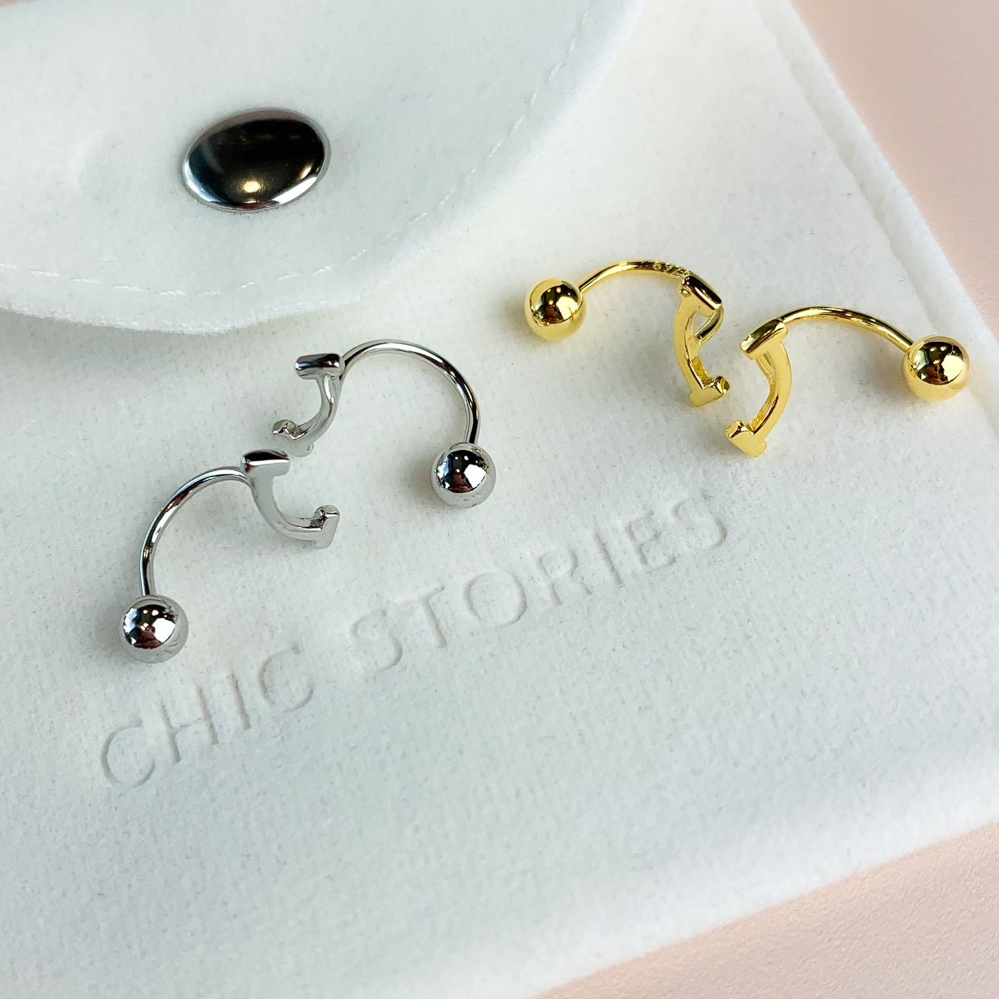 Curve Ear Jacket Screw Back Earrings