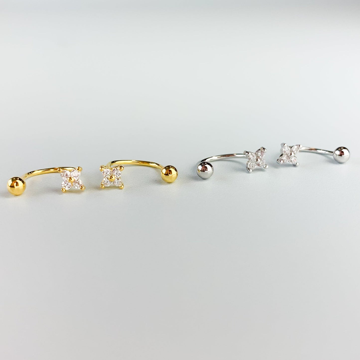 White Crystal Screw Back Ear Jacket Earrings