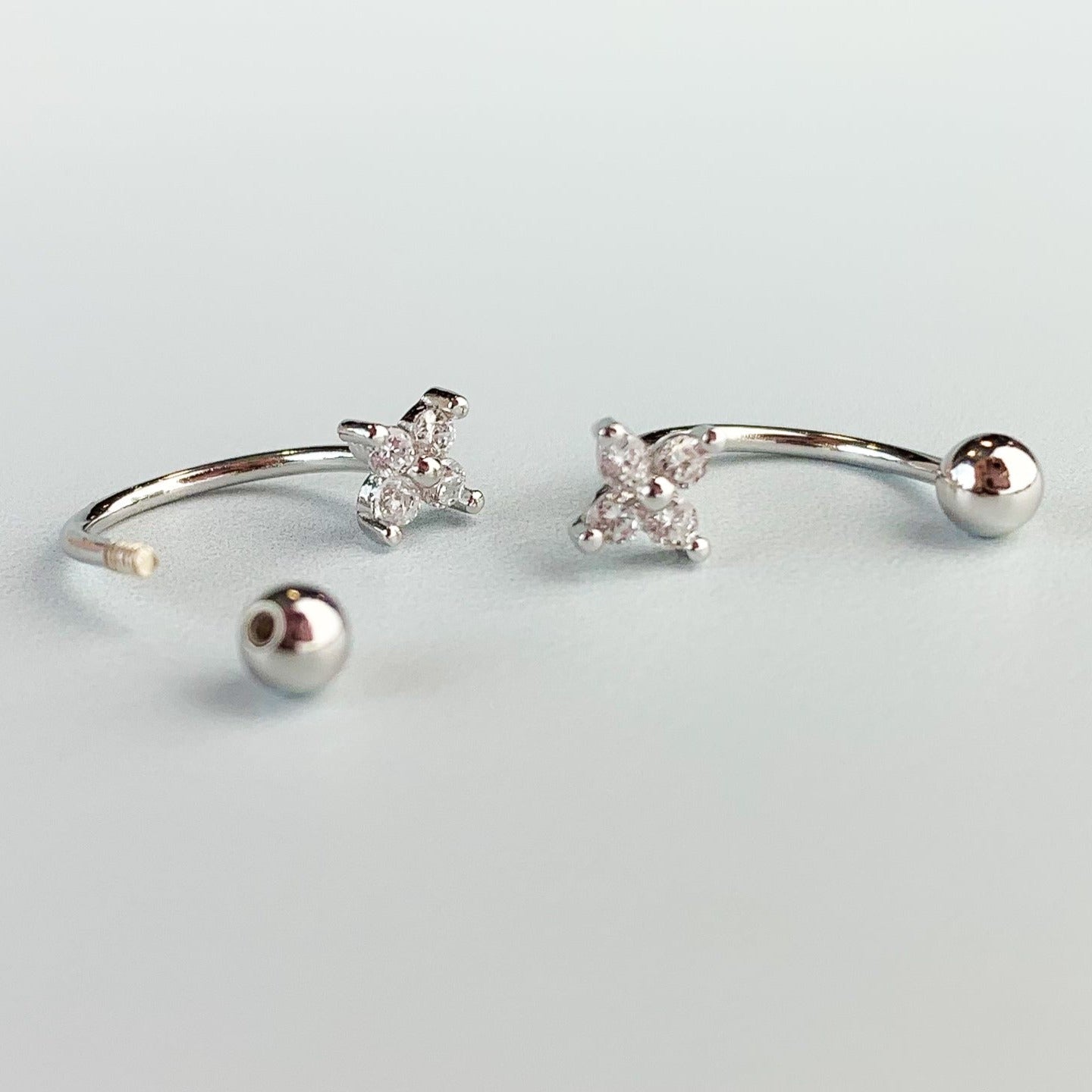 White Crystal Screw Back Ear Jacket Earrings