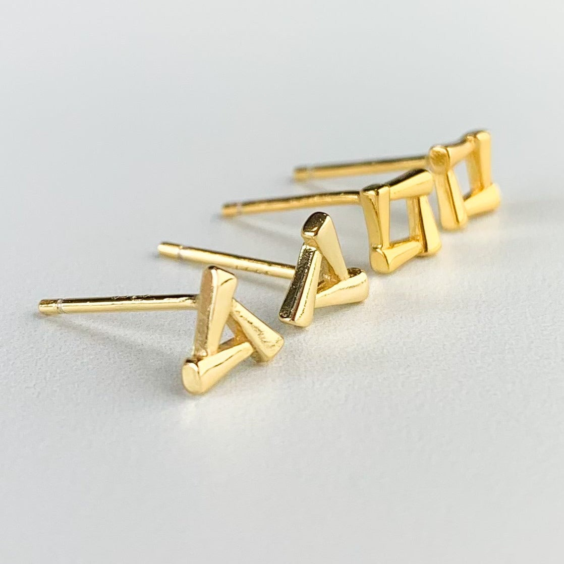 Geometric Square and Triangle Stud Earrings