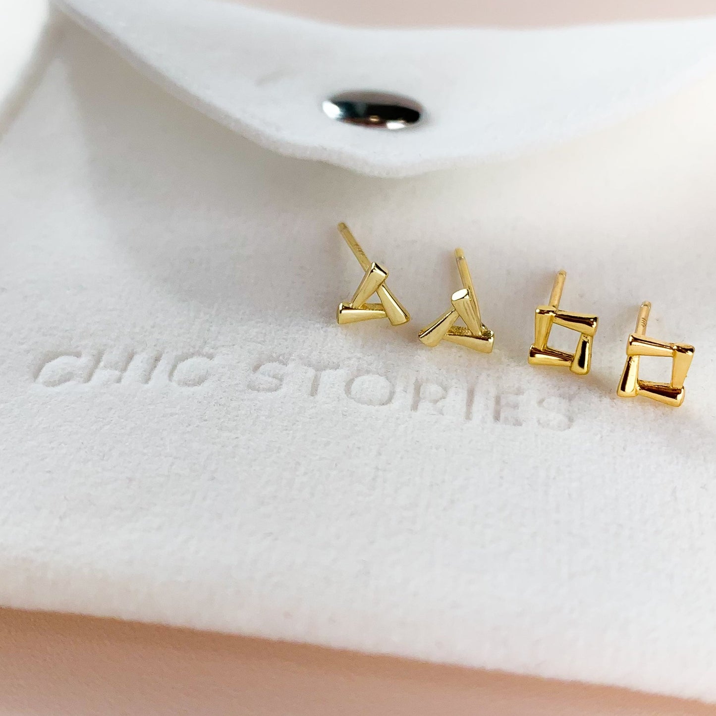 Geometric Square and Triangle Stud Earrings