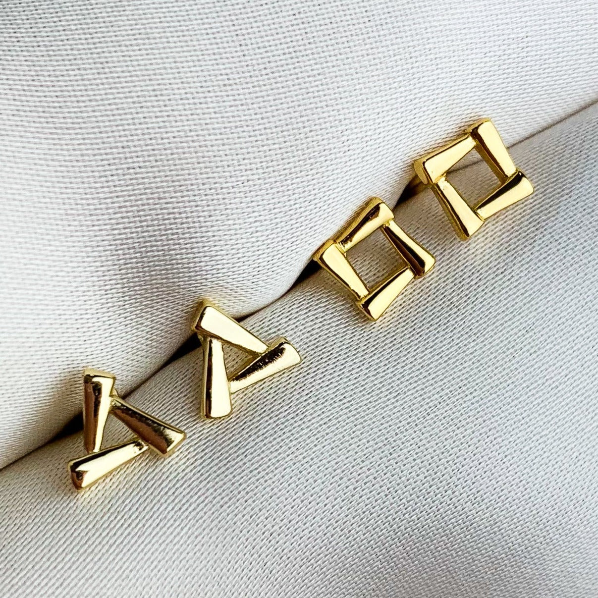 Geometric Square and Triangle Stud Earrings