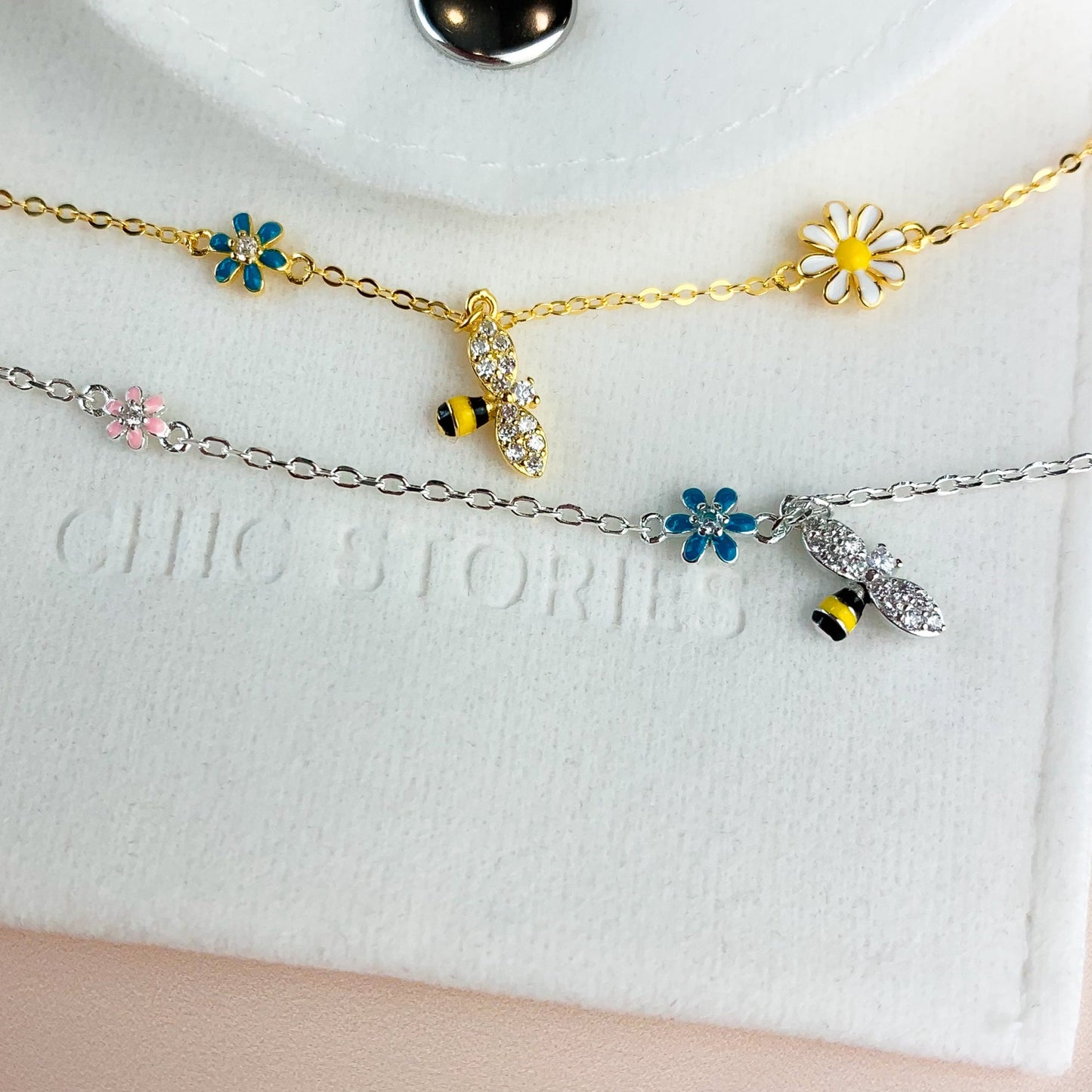 Bee and Flowers Charm Bracelet