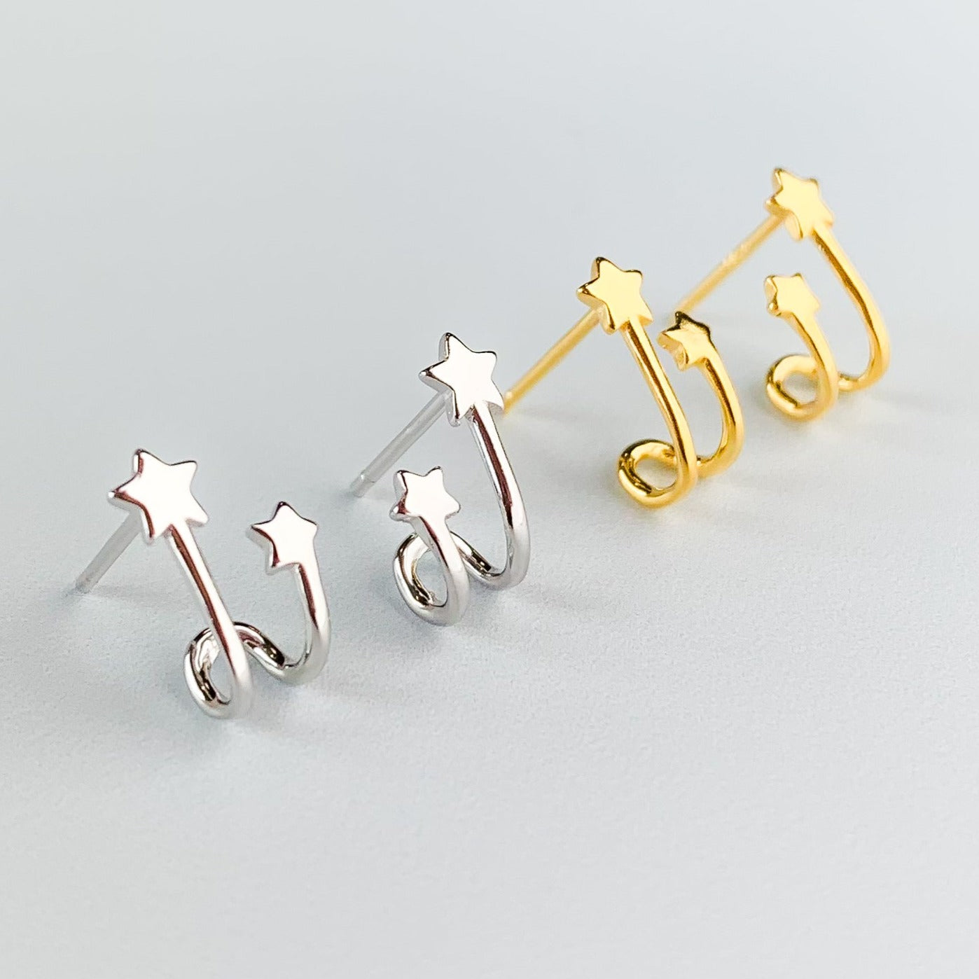 Huggie Effect Star Cuff Earrings