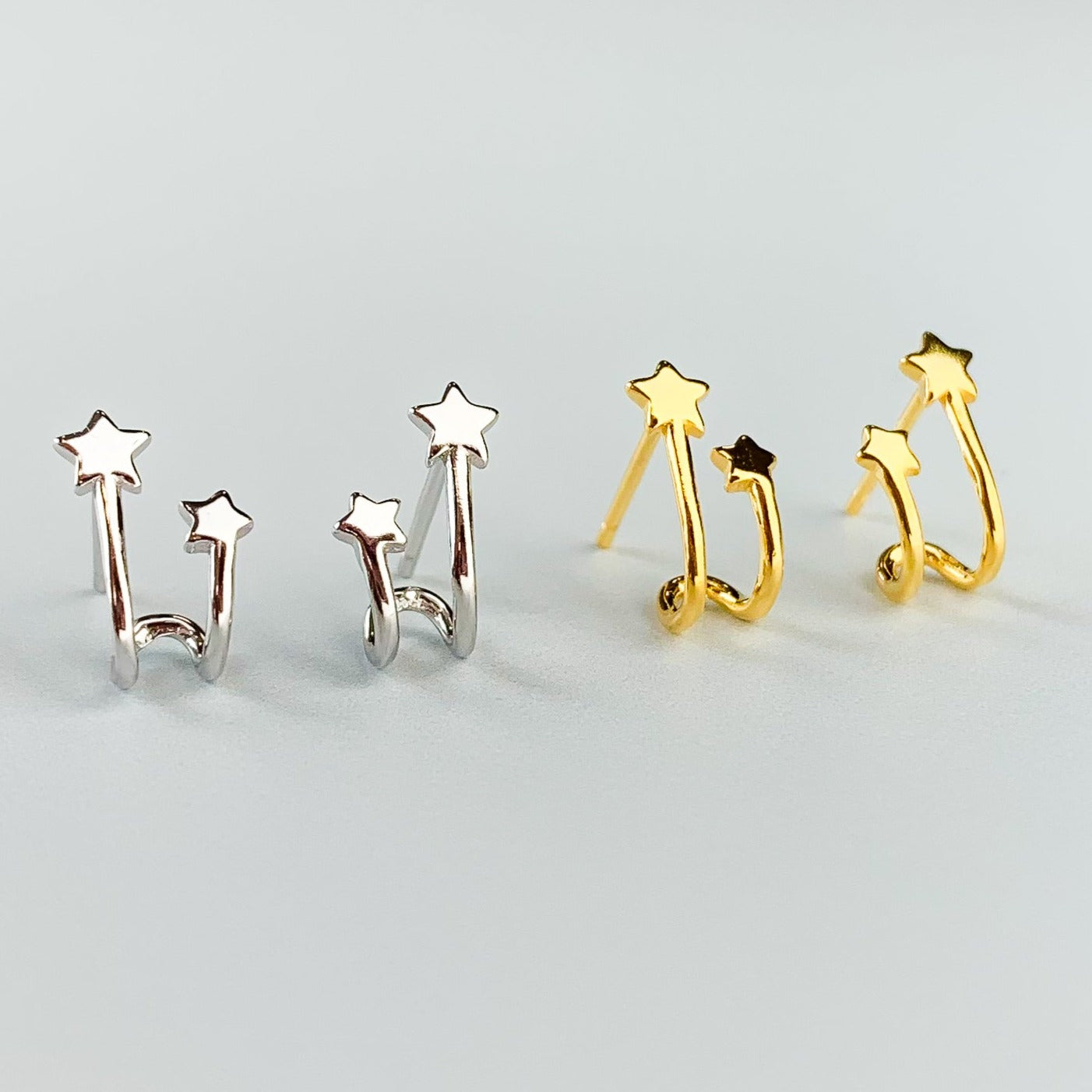 Huggie Effect Star Cuff Earrings