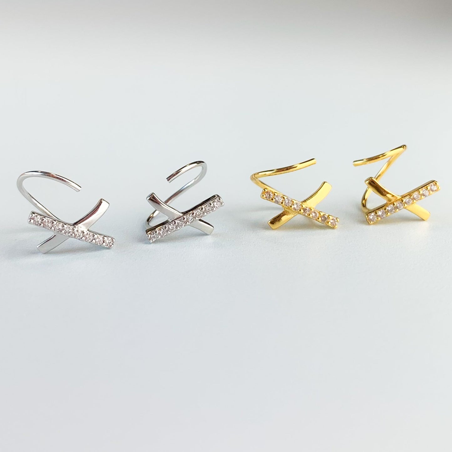Crystal Cross Spiral Earrings