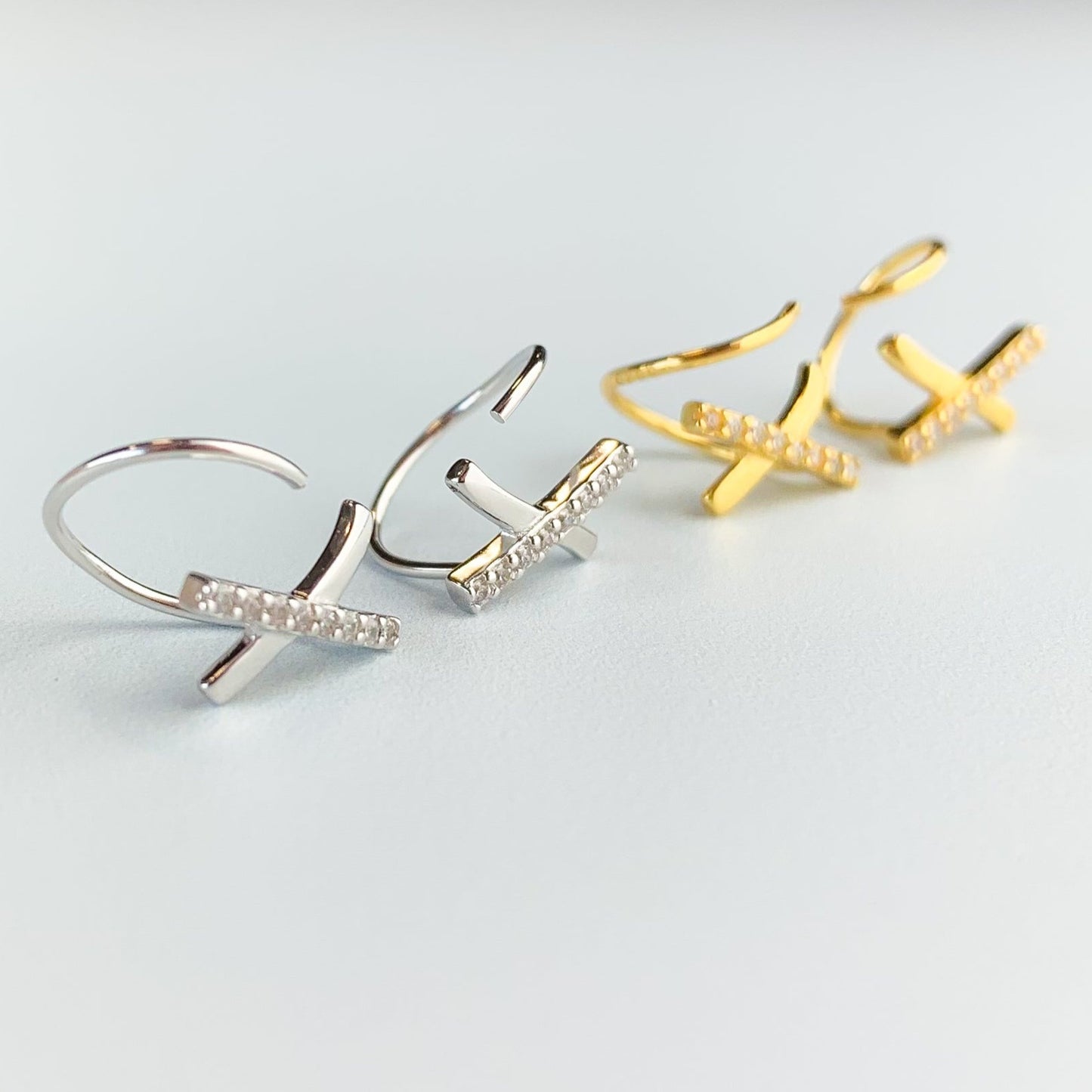 Crystal Cross Spiral Earrings