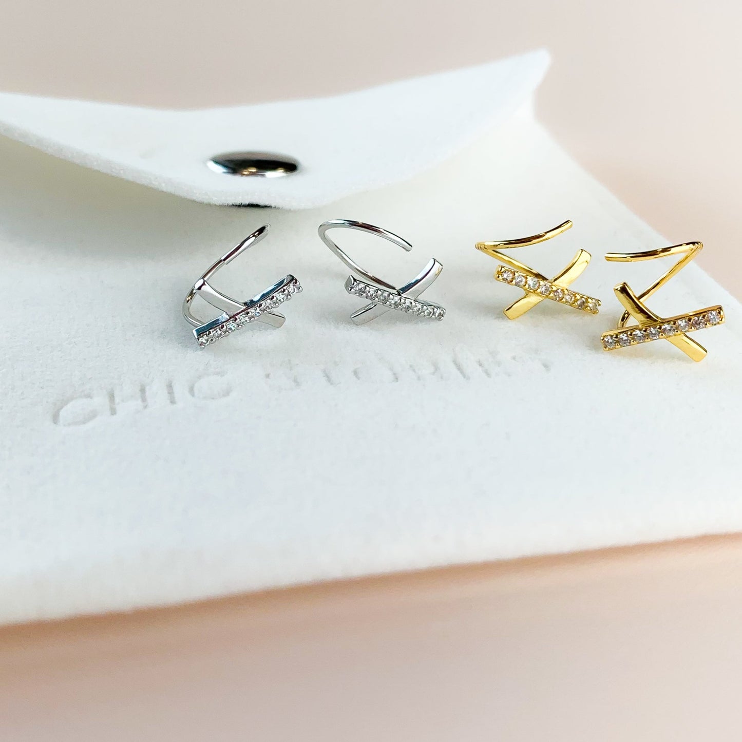 Crystal Cross Spiral Earrings