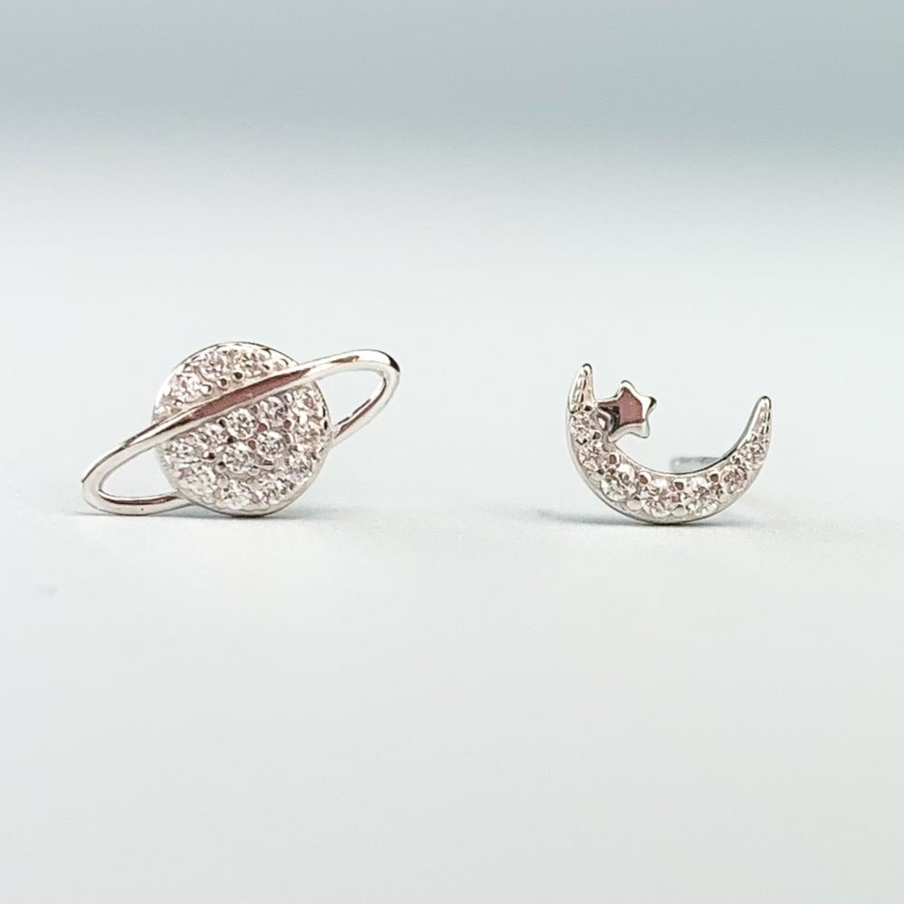 Moon and Planet Crystal Earrings