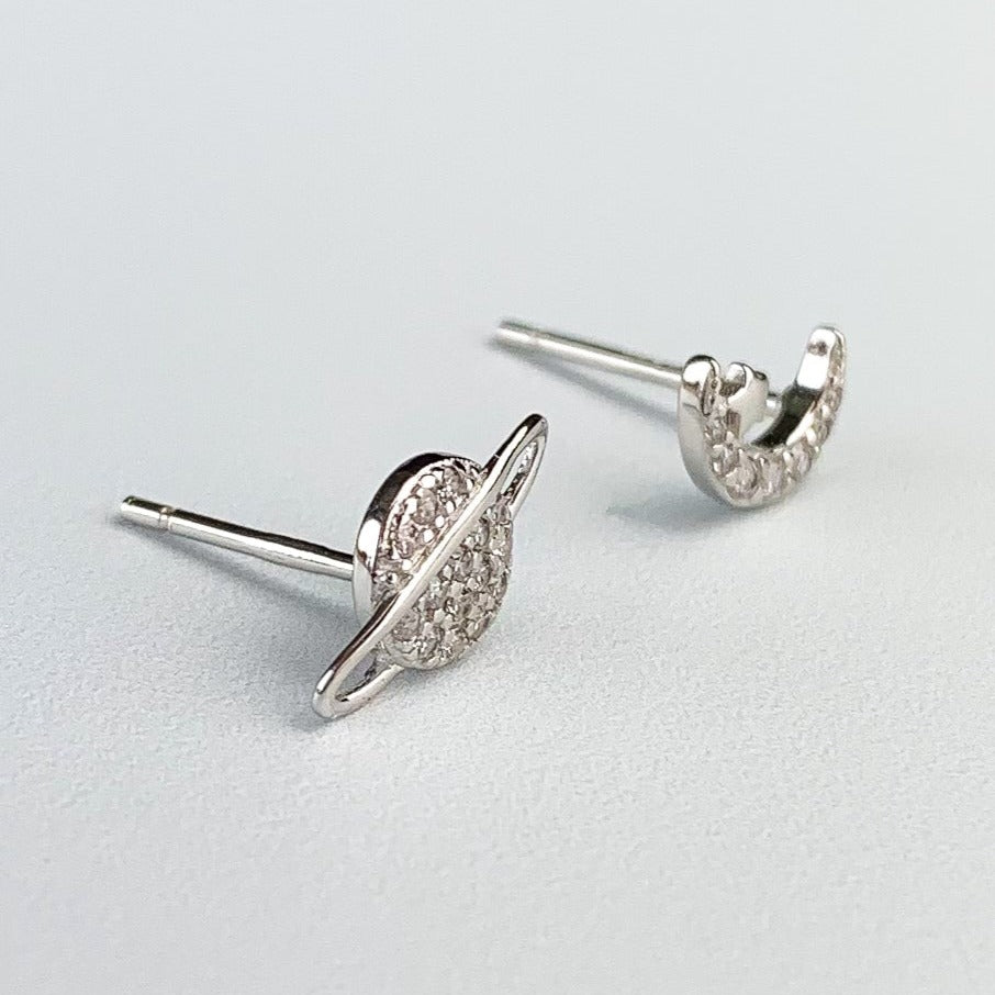 Moon and Planet Crystal Earrings
