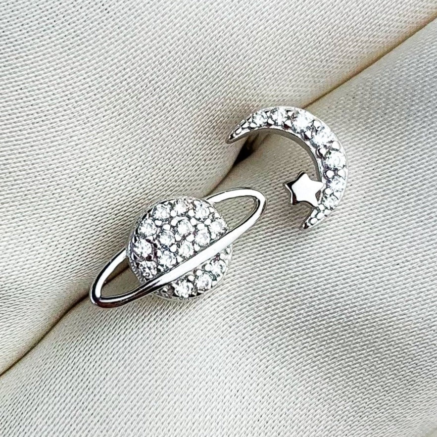 Moon and Planet Crystal Earrings
