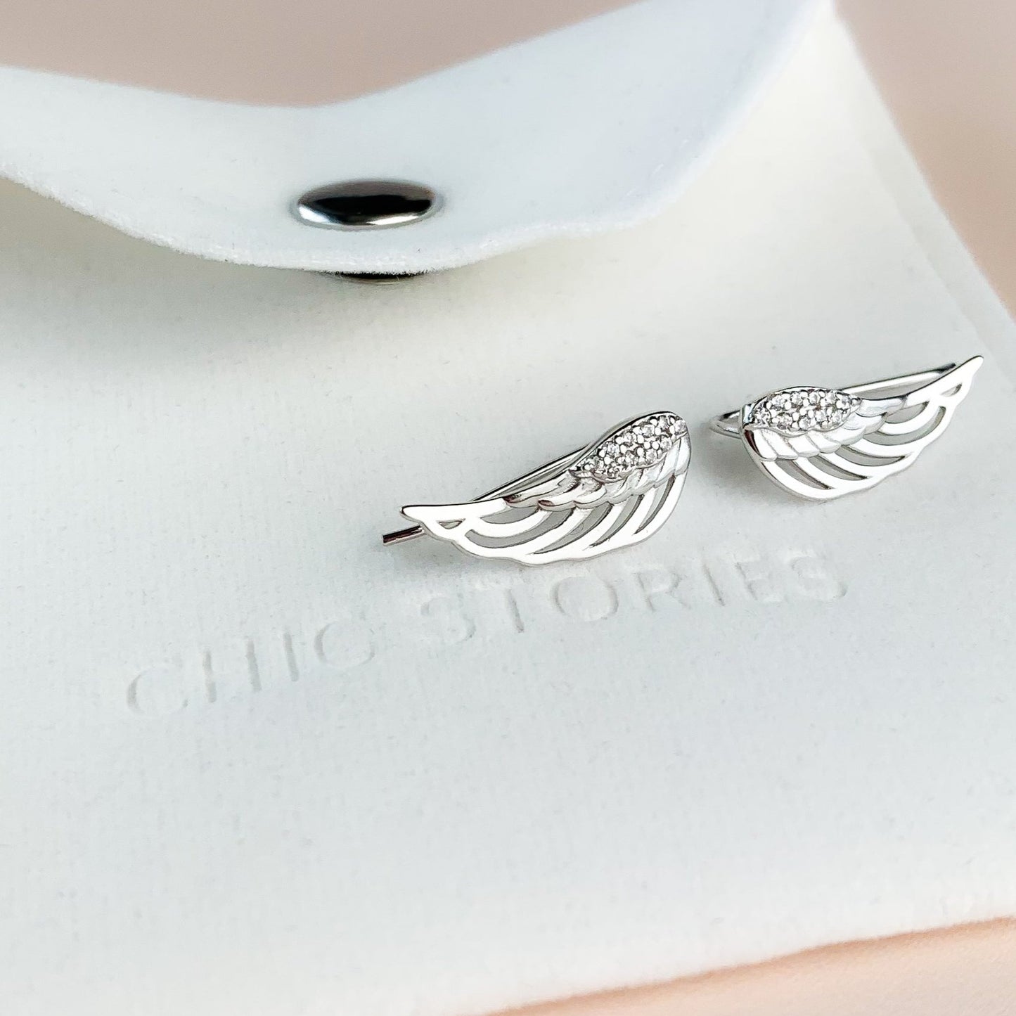 Crystal Detail Angel Wing Earrings