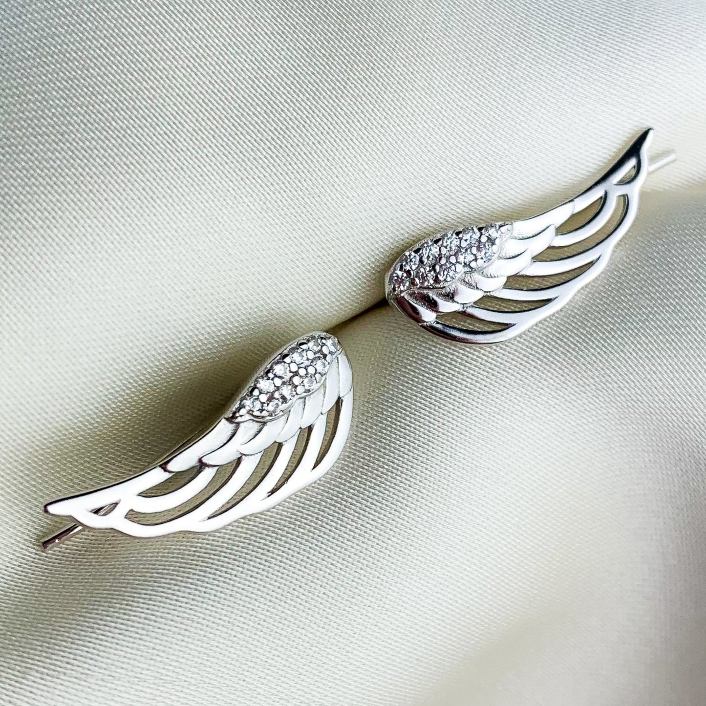 Crystal Detail Angel Wing Earrings