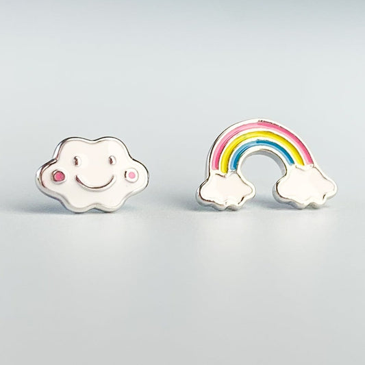 Rainbow and Cloud Stud Earrings