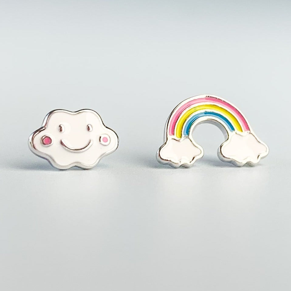 Rainbow and Cloud Stud Earrings