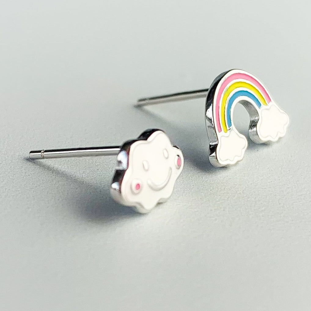 Rainbow and Cloud Stud Earrings