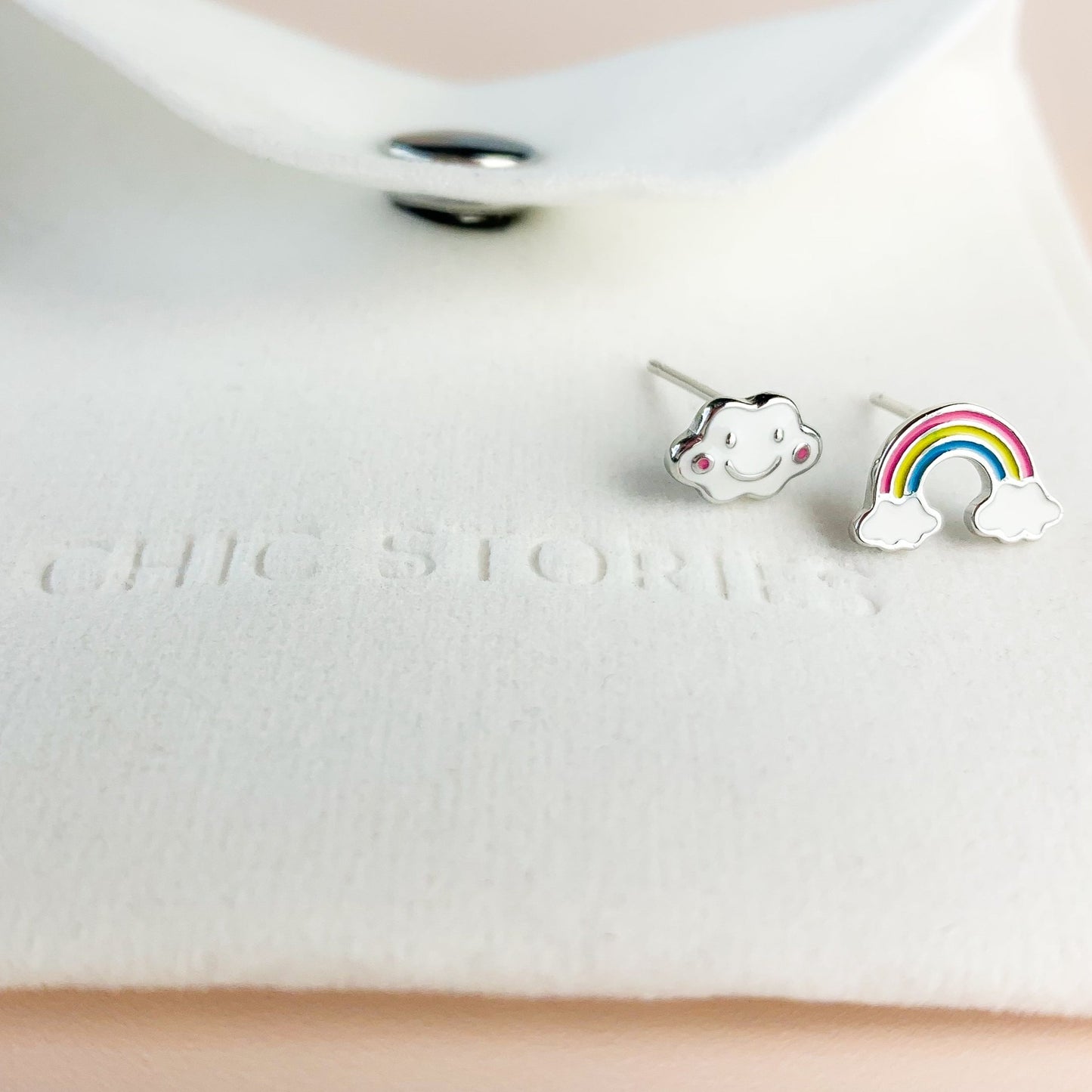 Rainbow and Cloud Stud Earrings