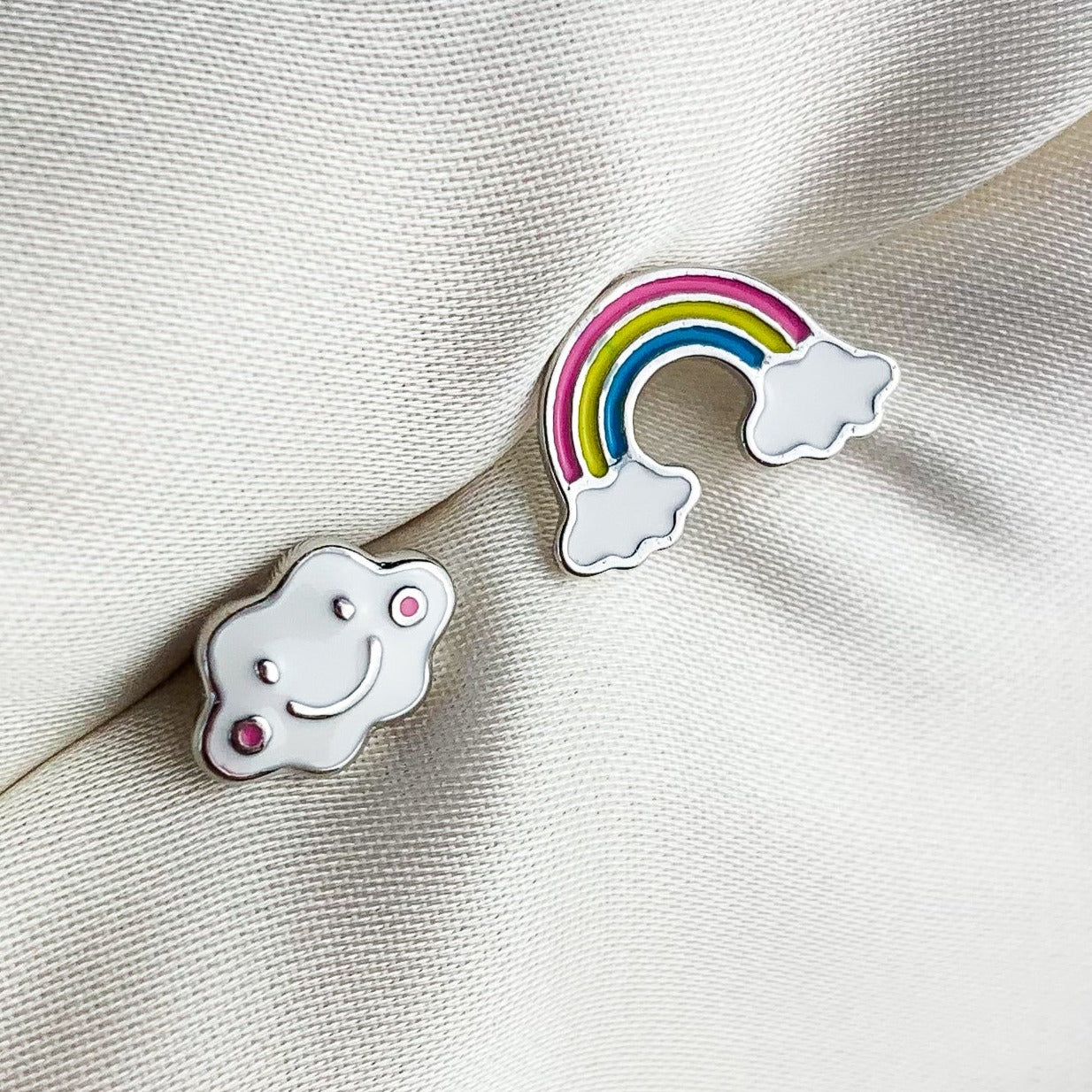 Rainbow and Cloud Stud Earrings