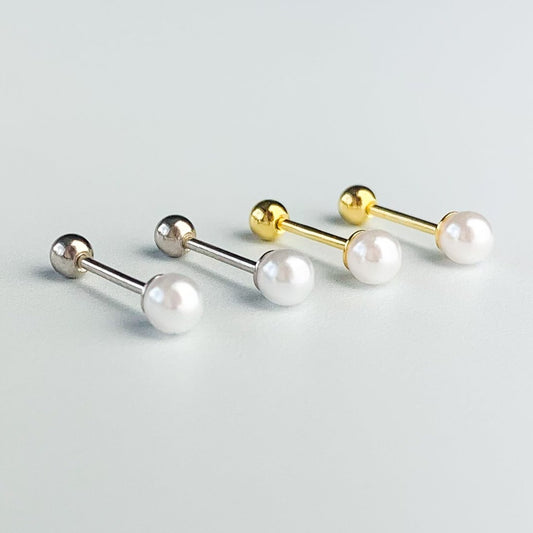 Pearl Screw Back Stud Earrings