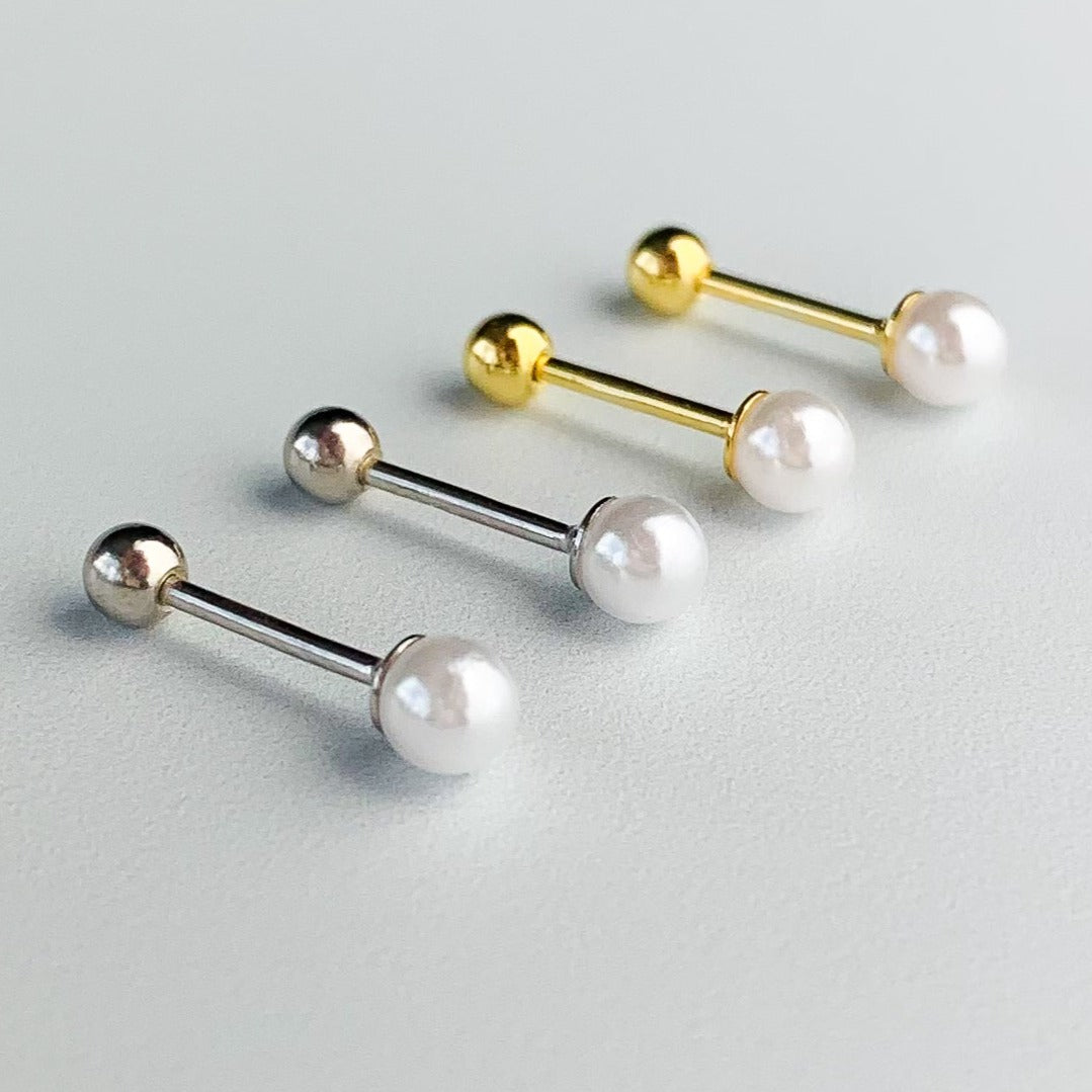 Pearl Screw Back Stud Earrings