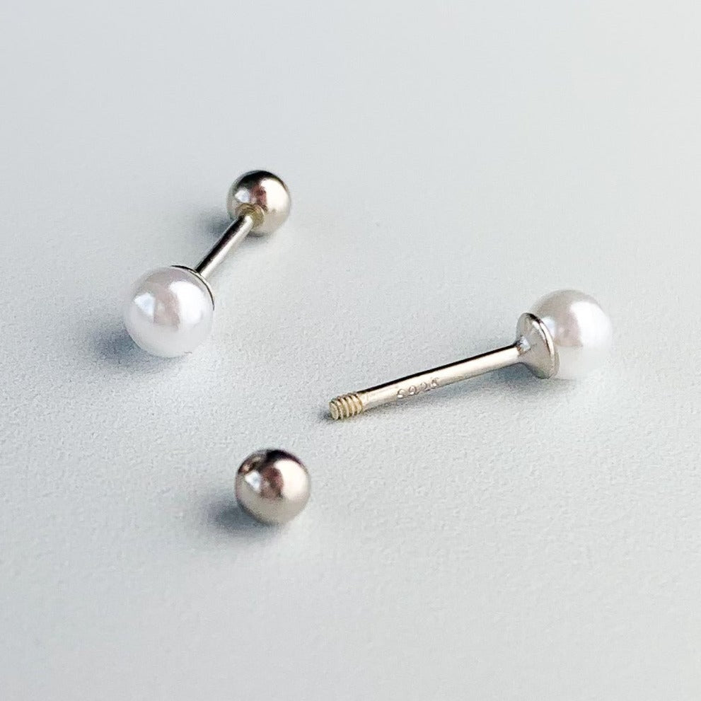 Pearl Screw Back Stud Earrings