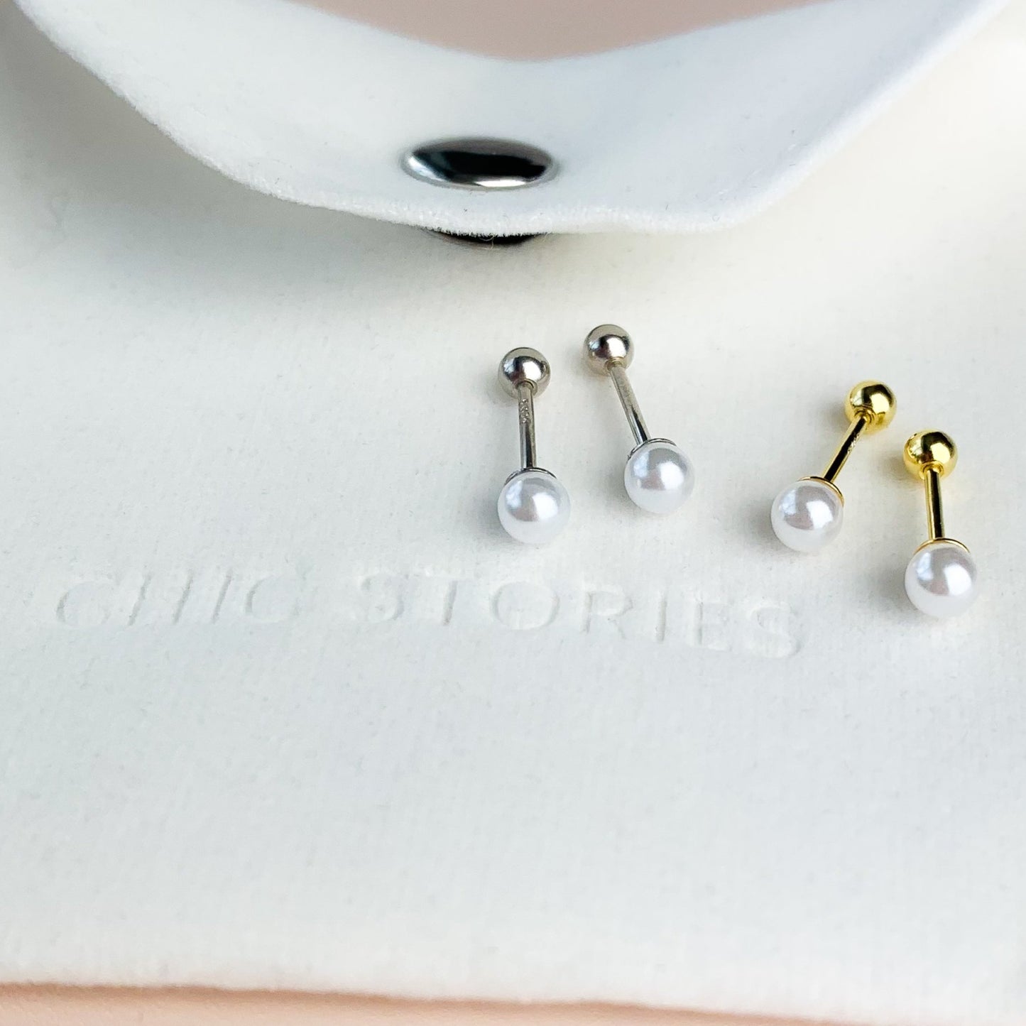 Pearl Screw Back Stud Earrings
