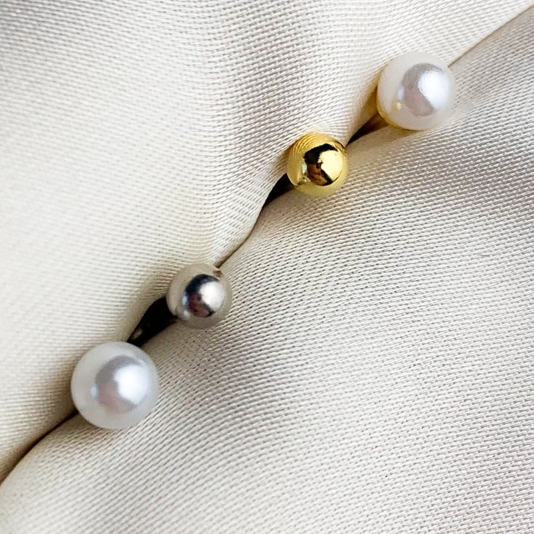 Pearl Screw Back Stud Earrings