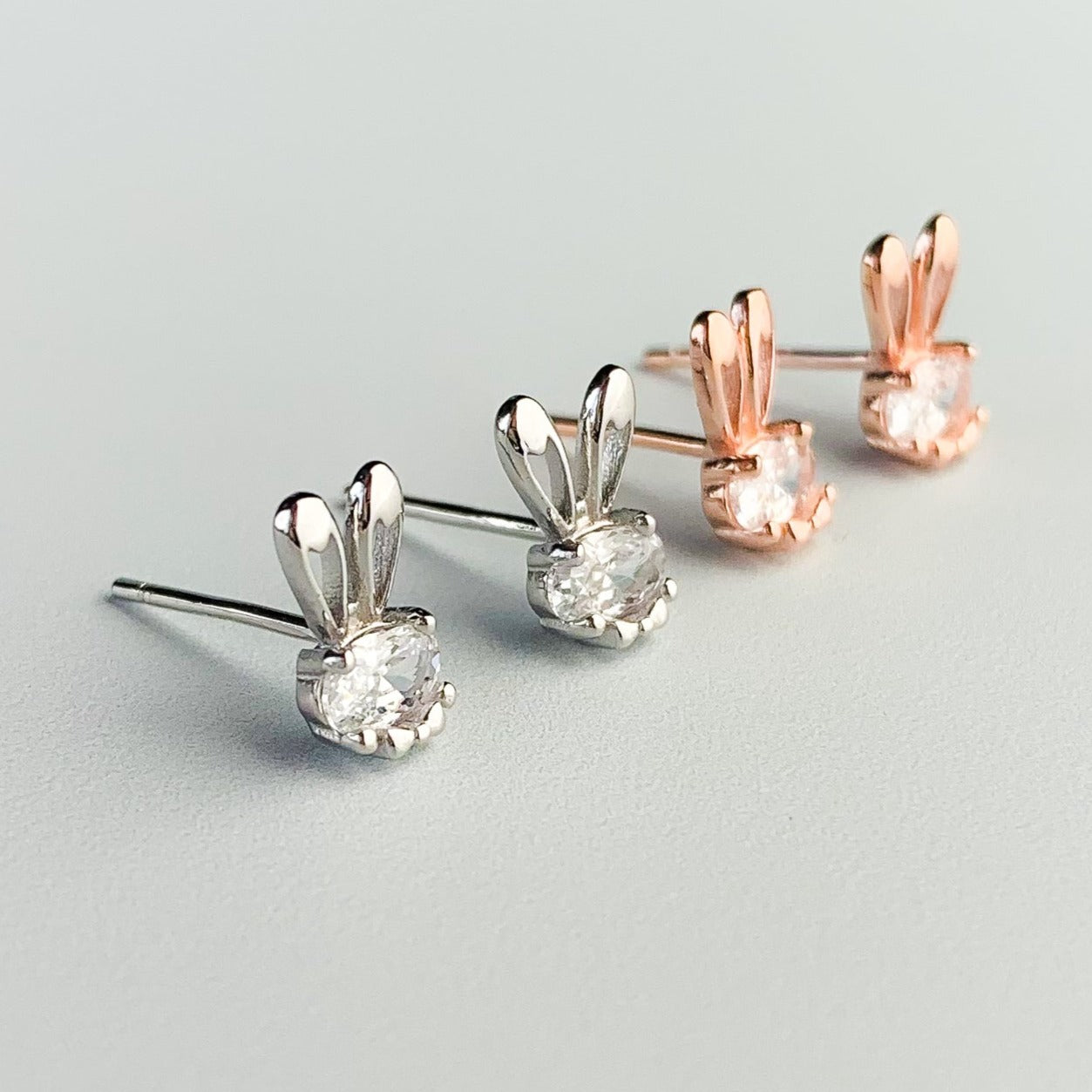 Bunny Ears Crystal Stud Earrings
