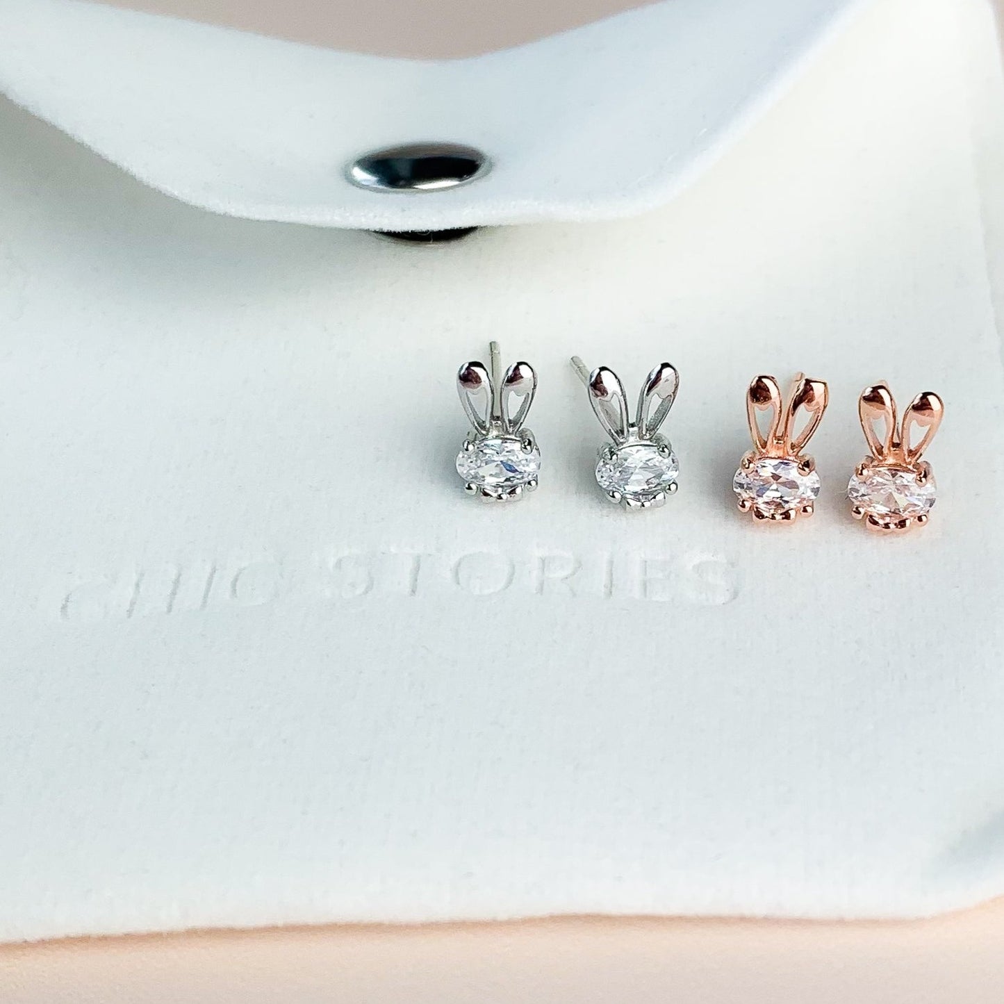Bunny Ears Crystal Stud Earrings
