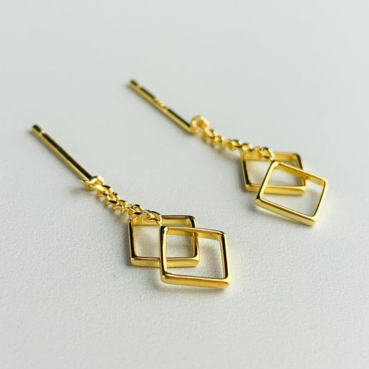 Square Drop Threader Earrings