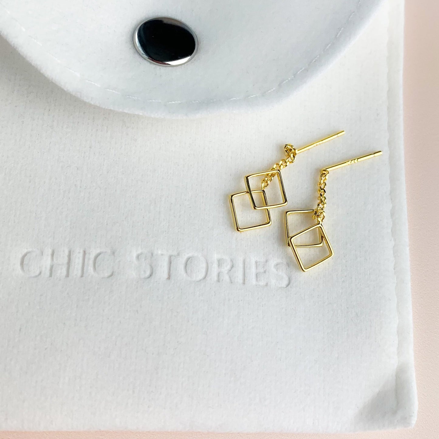 Square Drop Threader Earrings