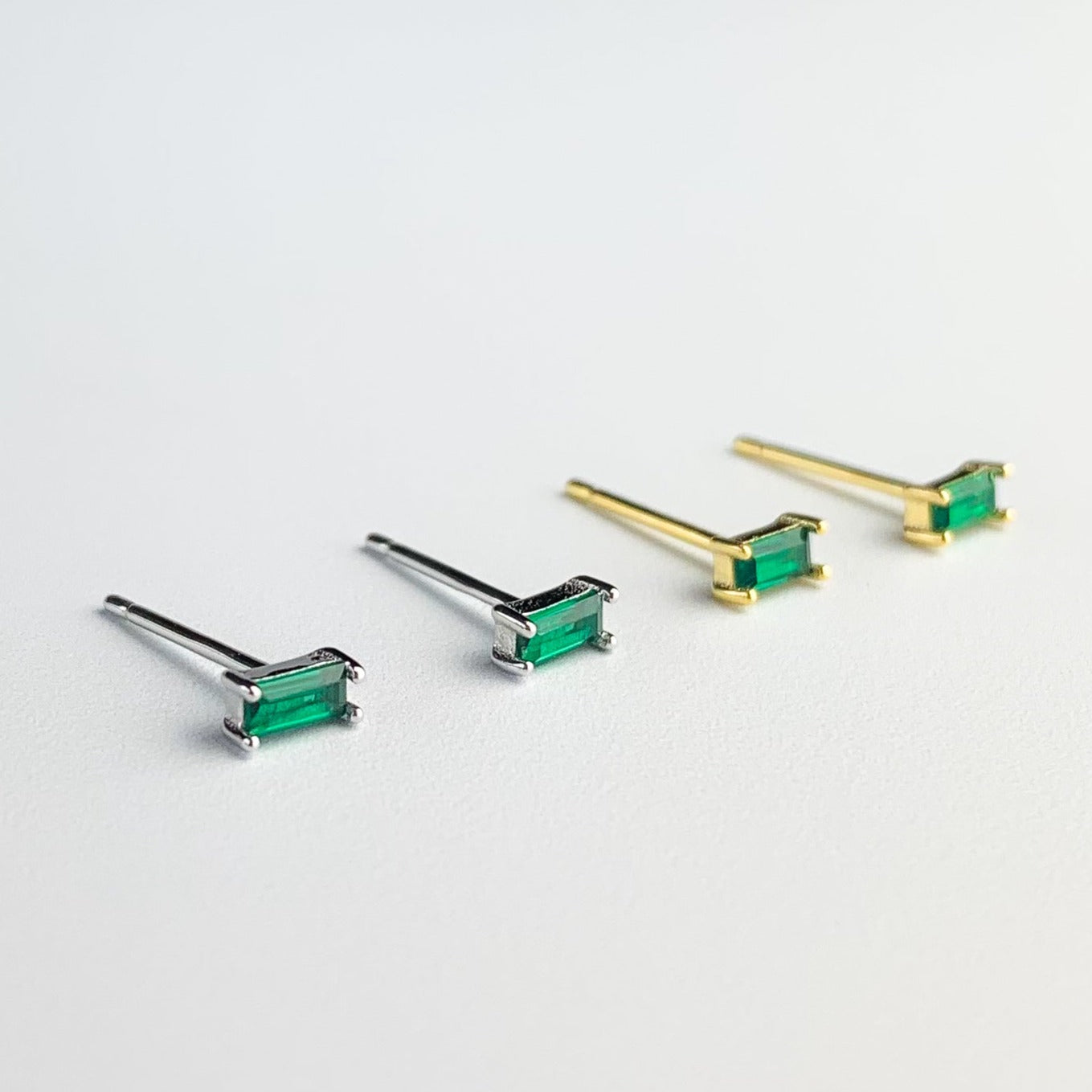 Green Emerald Cut Earrings