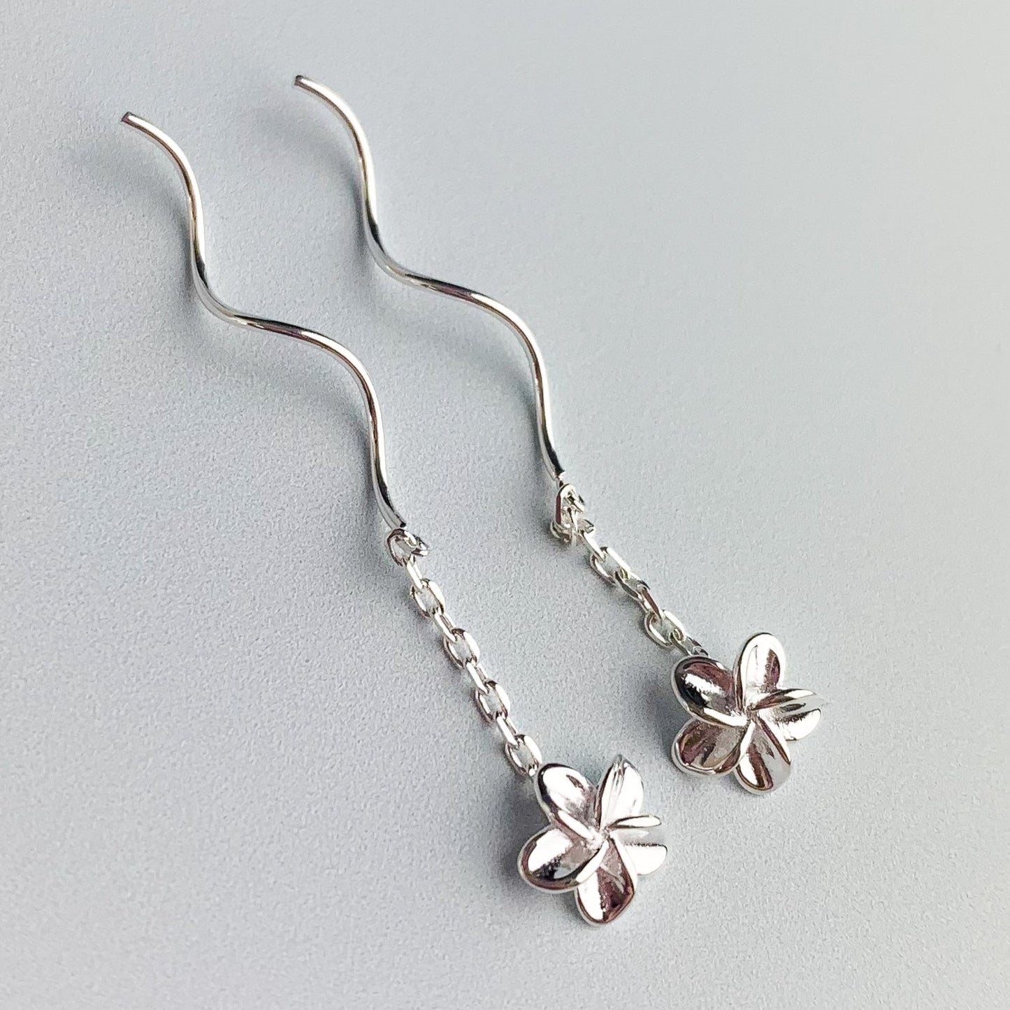 Flower Spiral Threader Earrings