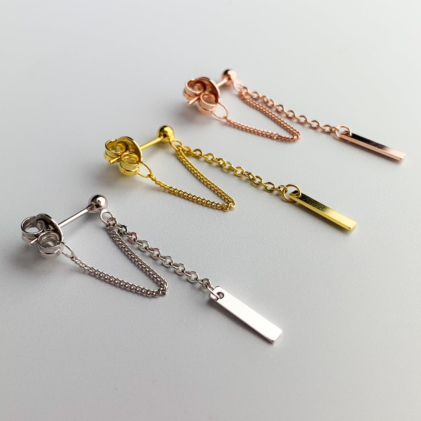 Chain Dangle Loop Stud Earrings
