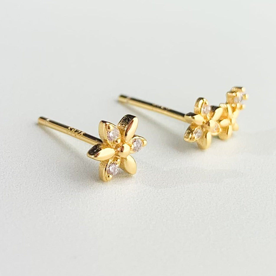 Asymmetrical Flower Stud Earrings